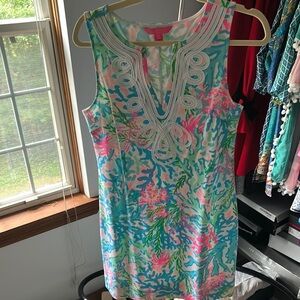 Colorful Lily Pulitzer  Sleeveless Dress with Intricate Neckline
